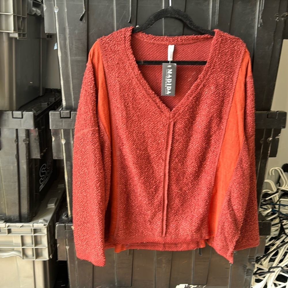 NWT Terry cloth vneck sweatershirt